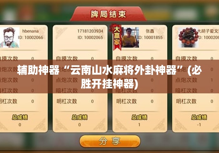 辅助神器“云南山水麻将外卦神器”(必胜开挂神器)