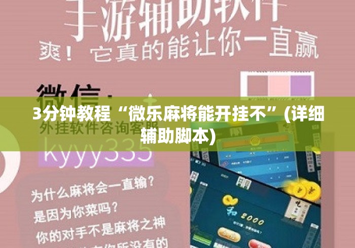 3分钟教程“微乐麻将能开挂不	”(详细辅助脚本)