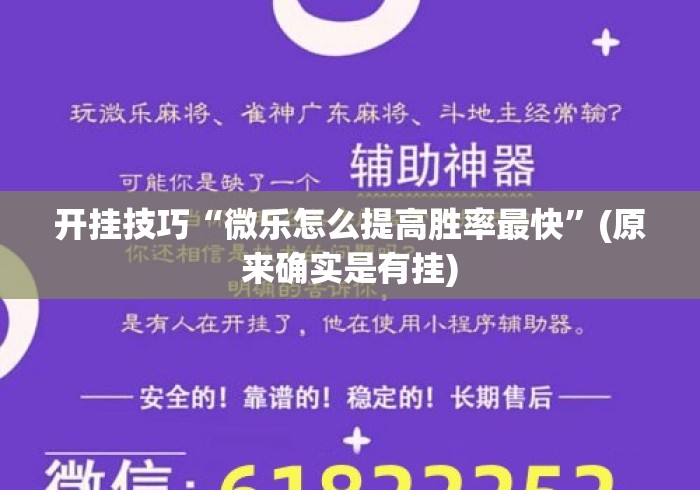 开挂技巧“微乐怎么提高胜率最快”(原来确实是有挂)