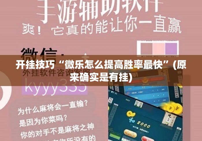 开挂技巧“微乐怎么提高胜率最快”(原来确实是有挂)