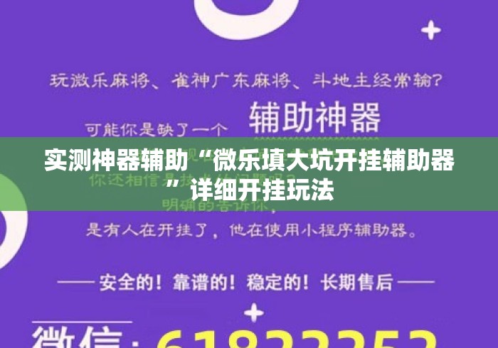 实测神器辅助“微乐填大坑开挂辅助器	”详细开挂玩法