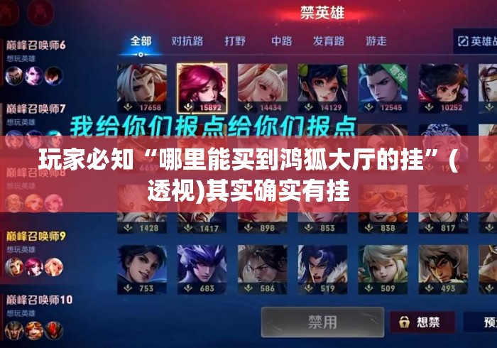 玩家必知“哪里能买到鸿狐大厅的挂”(透视)其实确实有挂