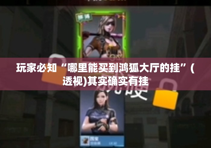 玩家必知“哪里能买到鸿狐大厅的挂”(透视)其实确实有挂