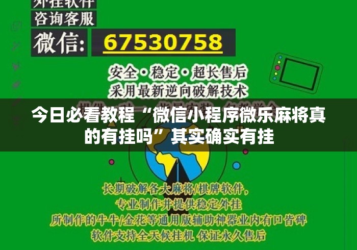 今日必看教程“微信小程序微乐麻将真的有挂吗”其实确实有挂