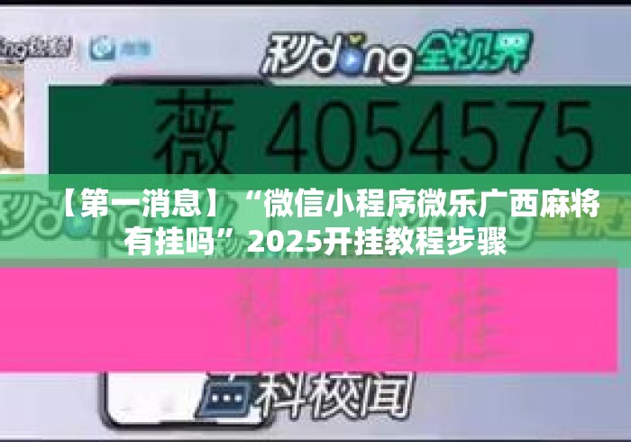 【第一消息】“微信小程序微乐广西麻将有挂吗”2025开挂教程步骤