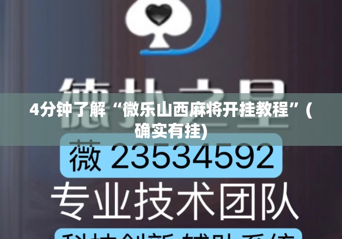 4分钟了解“微乐山西麻将开挂教程	”(确实有挂)