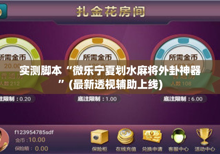 实测脚本“微乐宁夏划水麻将外卦神器”(最新透视辅助上线)