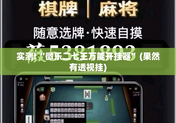 实测!“微乐二七王万能开挂器”(果然有透视挂)
