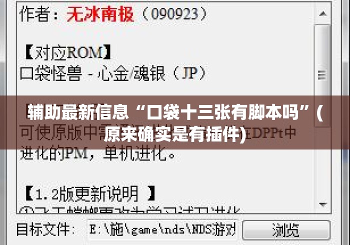 辅助最新信息“口袋十三张有脚本吗”(原来确实是有插件)