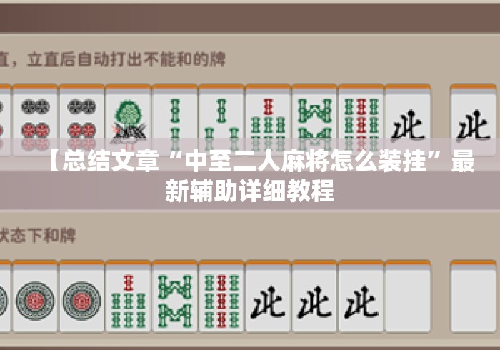 【总结文章“中至二人麻将怎么装挂”最新辅助详细教程