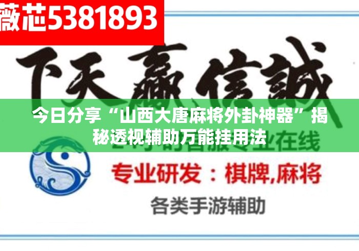 今日分享“山西大唐麻将外卦神器”揭秘透视辅助万能挂用法