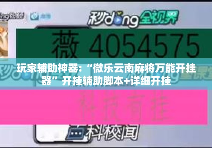 玩家辅助神器:“微乐云南麻将万能开挂器”开挂辅助脚本+详细开挂