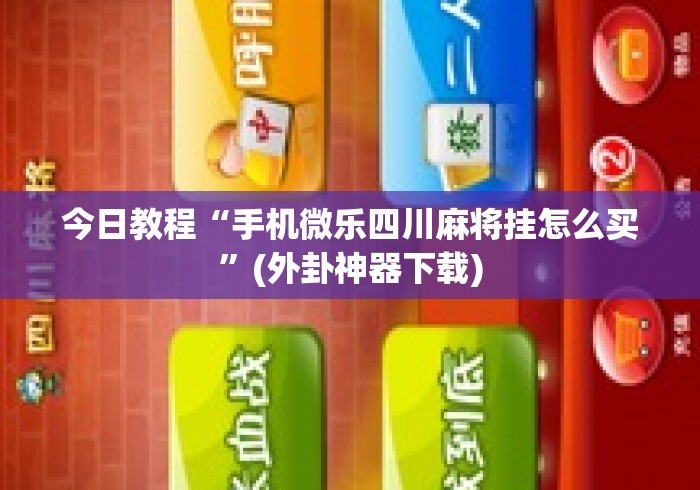 今日教程“手机微乐四川麻将挂怎么买”(外卦神器下载)