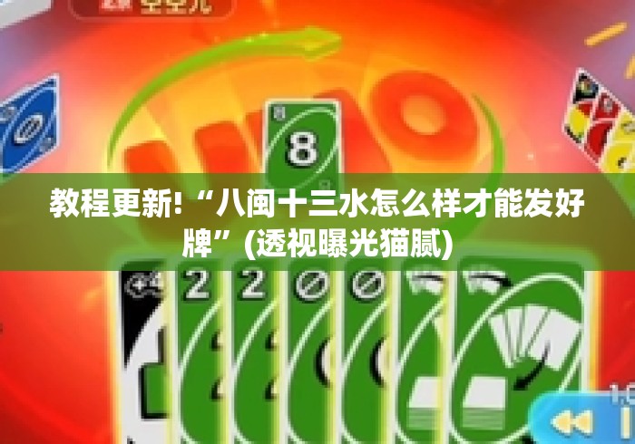 教程更新!“八闽十三水怎么样才能发好牌”(透视曝光猫腻)