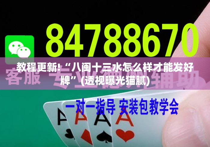教程更新!“八闽十三水怎么样才能发好牌	”(透视曝光猫腻)