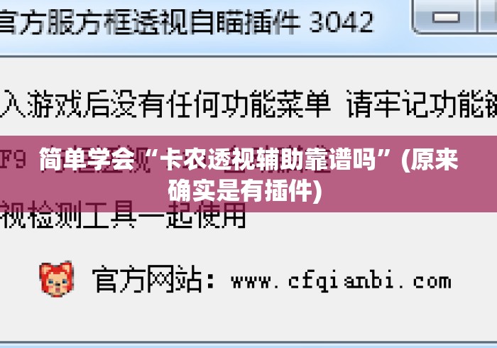 简单学会“卡农透视辅助靠谱吗”(原来确实是有插件) 