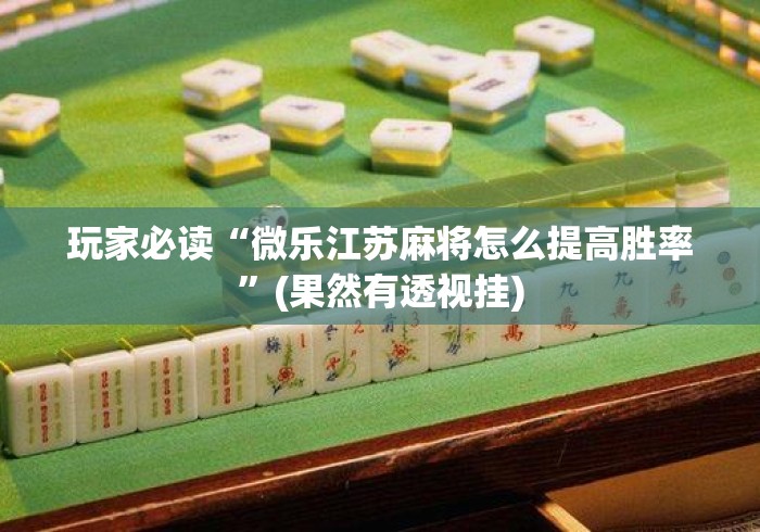 玩家必读“微乐江苏麻将怎么提高胜率	”(果然有透视挂)