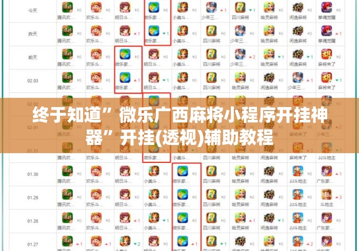 终于知道”微乐广西麻将小程序开挂神器”开挂(透视)辅助教程