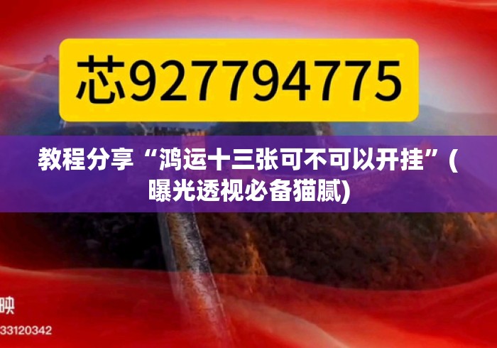 教程分享“鸿运十三张可不可以开挂”(曝光透视必备猫腻)