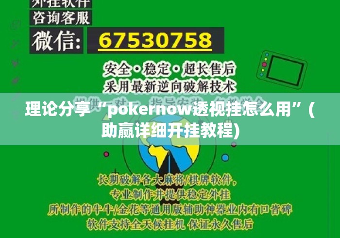 理论分享“pokernow透视挂怎么用	”(助赢详细开挂教程)