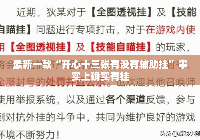 最新一款“开心十三张有没有辅助挂”事实上确实有挂