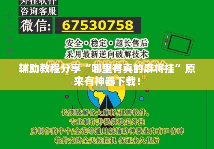 辅助教程分享“哪里有真的麻将挂”原来有神器下载！