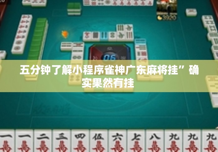 五分钟了解小程序雀神广东麻将挂”确实果然有挂 