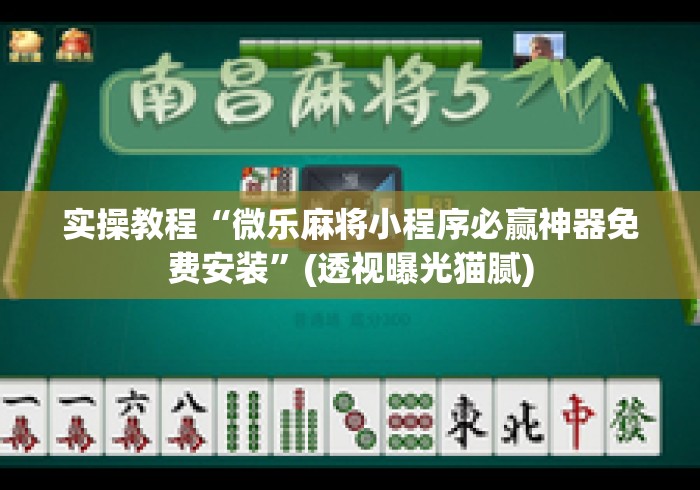 实操教程“微乐麻将小程序必赢神器免费安装	”(透视曝光猫腻)