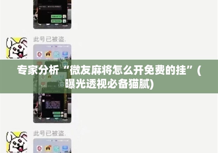 专家分析“微友麻将怎么开免费的挂”(曝光透视必备猫腻)