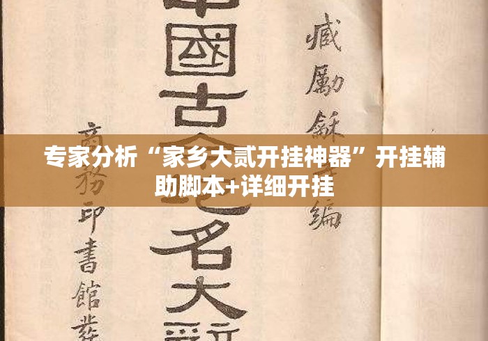 专家分析“家乡大贰开挂神器”开挂辅助脚本+详细开挂