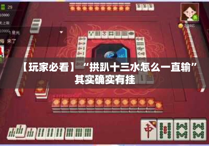 【玩家必看】“拱趴十三水怎么一直输”其实确实有挂