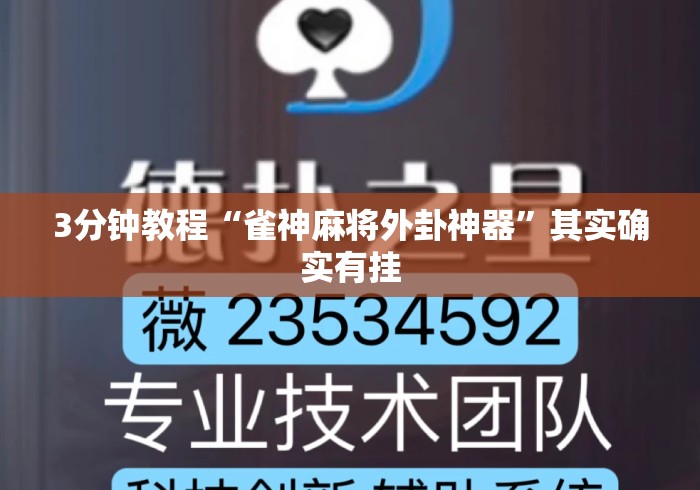 3分钟教程“雀神麻将外卦神器”其实确实有挂
