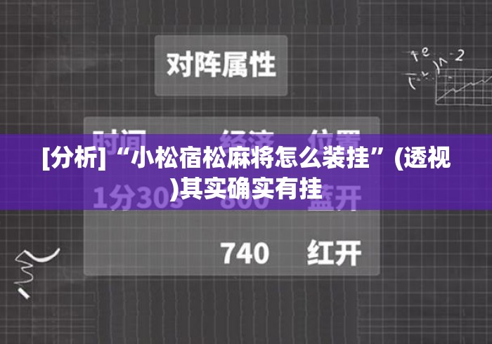 [分析]“小松宿松麻将怎么装挂”(透视)其实确实有挂
