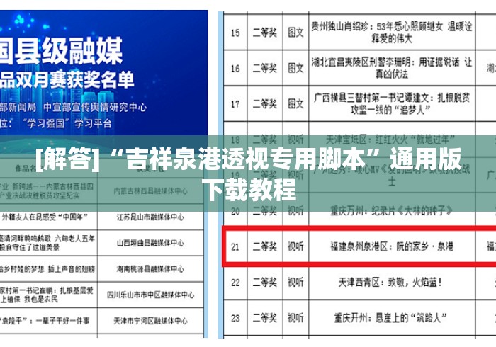 [解答]“吉祥泉港透视专用脚本”通用版下载教程