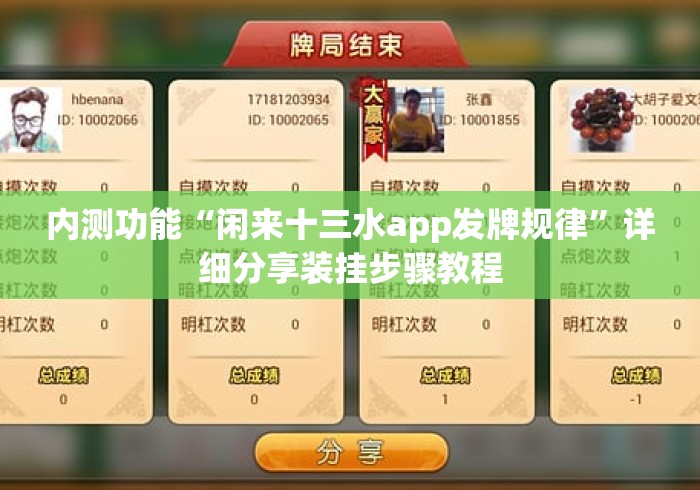 内测功能“闲来十三水app发牌规律”详细分享装挂步骤教程