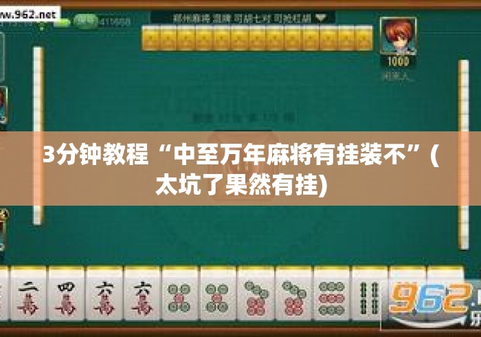 3分钟教程“中至万年麻将有挂装不	”(太坑了果然有挂)