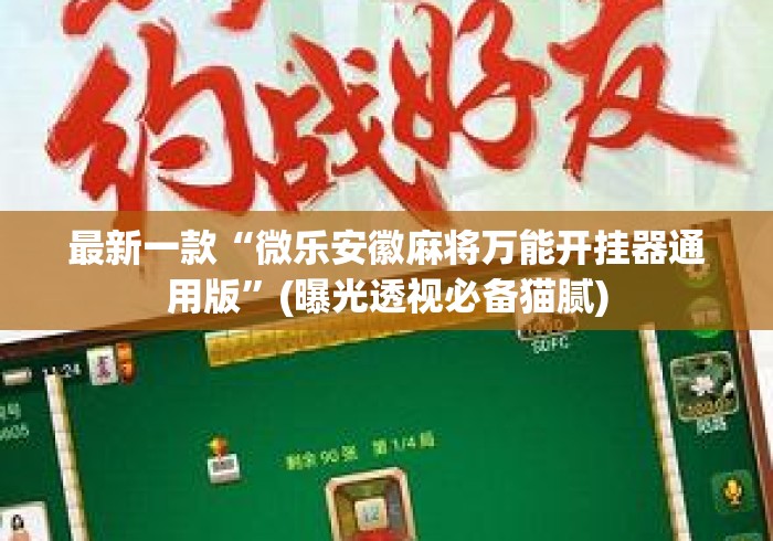 最新一款“微乐安徽麻将万能开挂器通用版”(曝光透视必备猫腻)
