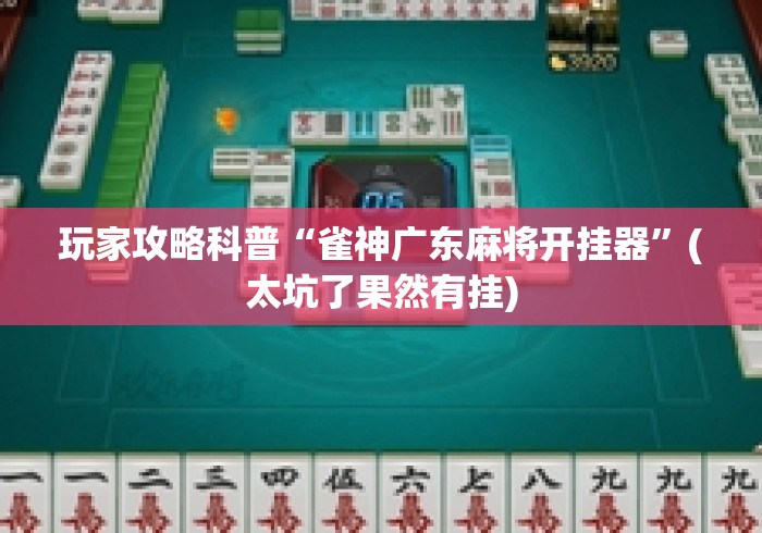 玩家攻略科普“雀神广东麻将开挂器	”(太坑了果然有挂)