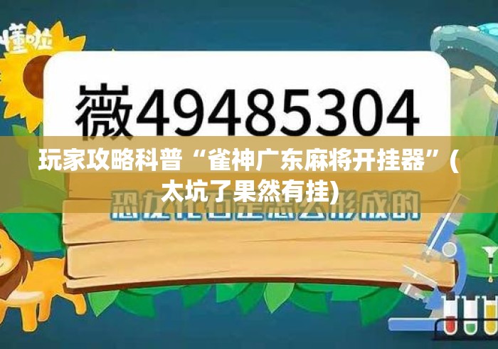 玩家攻略科普“雀神广东麻将开挂器”(太坑了果然有挂)