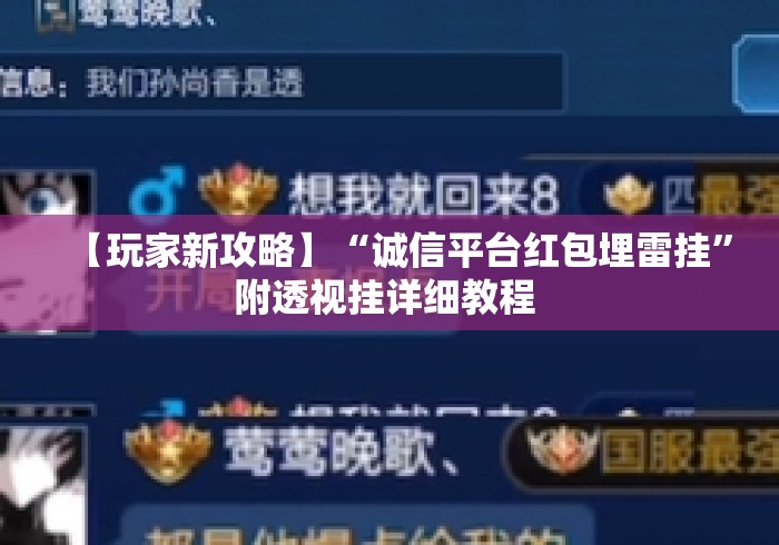 【玩家新攻略】“诚信平台红包埋雷挂	”附透视挂详细教程 