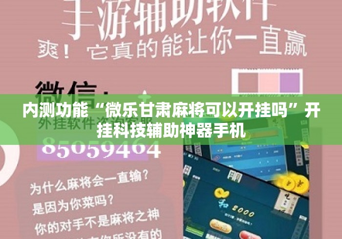 内测功能“微乐甘肃麻将可以开挂吗	”开挂科技辅助神器手机