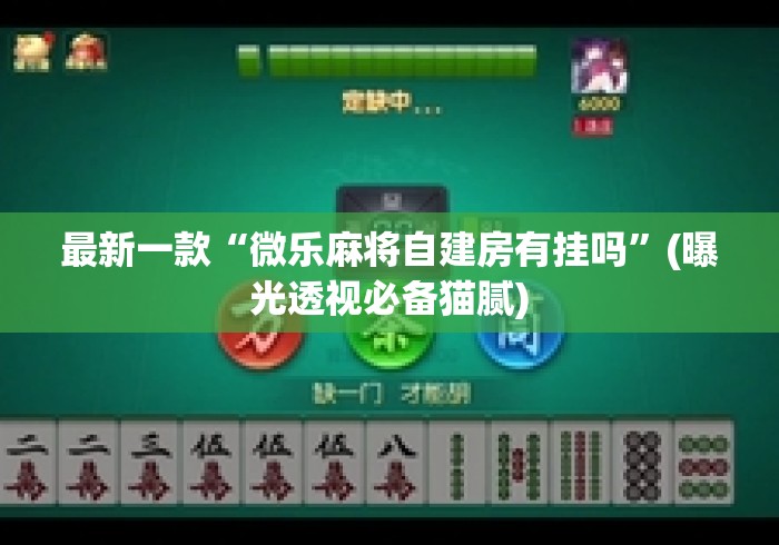 最新一款“微乐麻将自建房有挂吗	”(曝光透视必备猫腻)