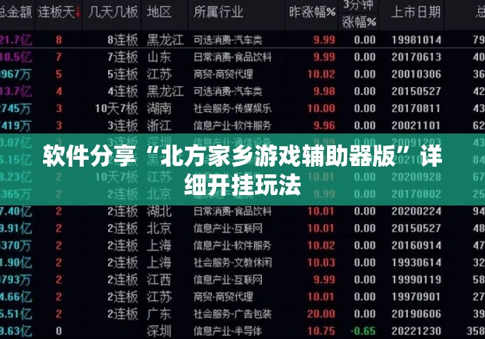 软件分享“北方家乡游戏辅助器版	”详细开挂玩法