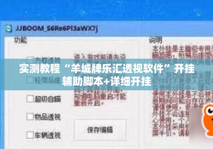 实测教程“羊城牌乐汇透视软件”开挂辅助脚本+详细开挂