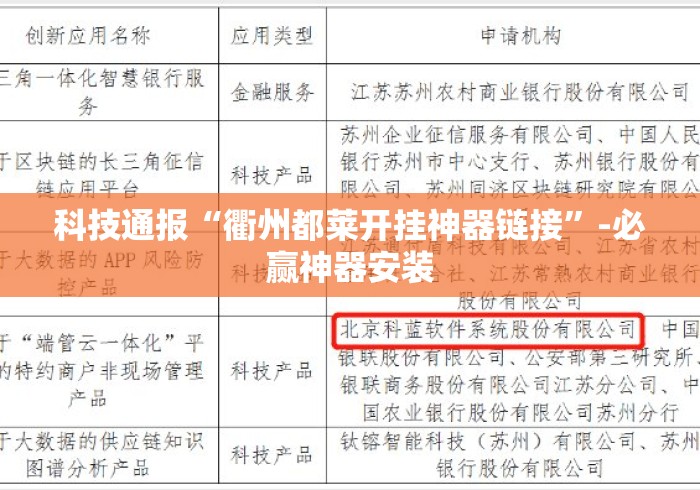 科技通报“衢州都莱开挂神器链接”-必赢神器安装