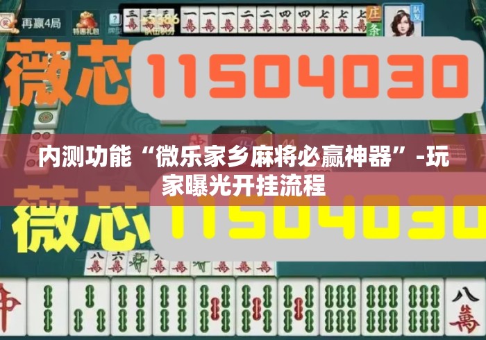 内测功能“微乐家乡麻将必赢神器	”-玩家曝光开挂流程