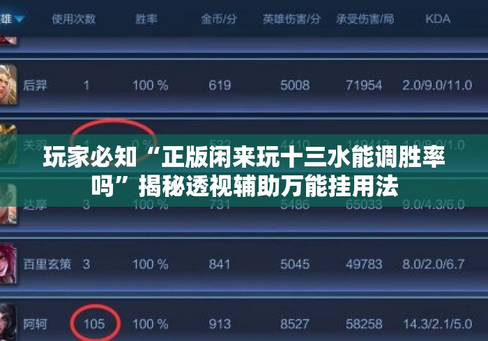 玩家必知“正版闲来玩十三水能调胜率吗”揭秘透视辅助万能挂用法