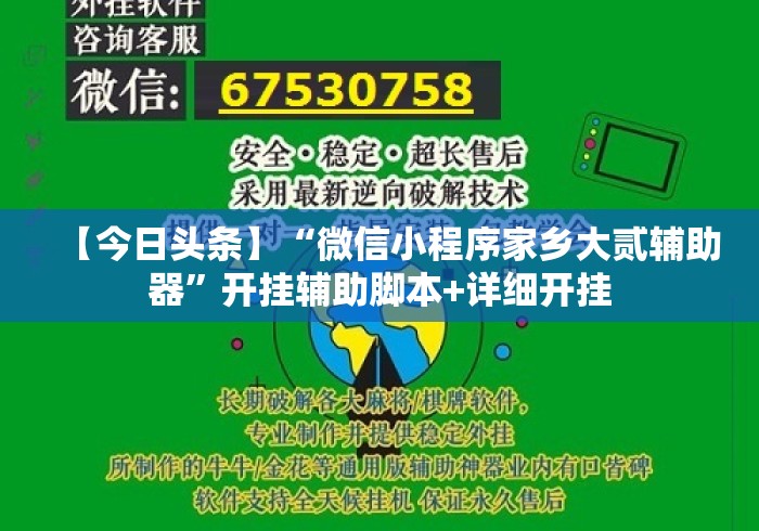 【今日头条】“微信小程序家乡大贰辅助器”开挂辅助脚本+详细开挂