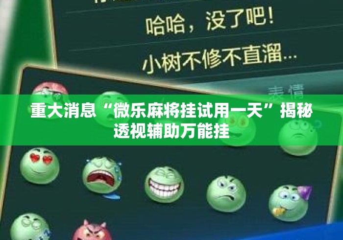 重大消息“微乐麻将挂试用一天”揭秘透视辅助万能挂