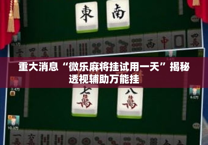 重大消息“微乐麻将挂试用一天	”揭秘透视辅助万能挂